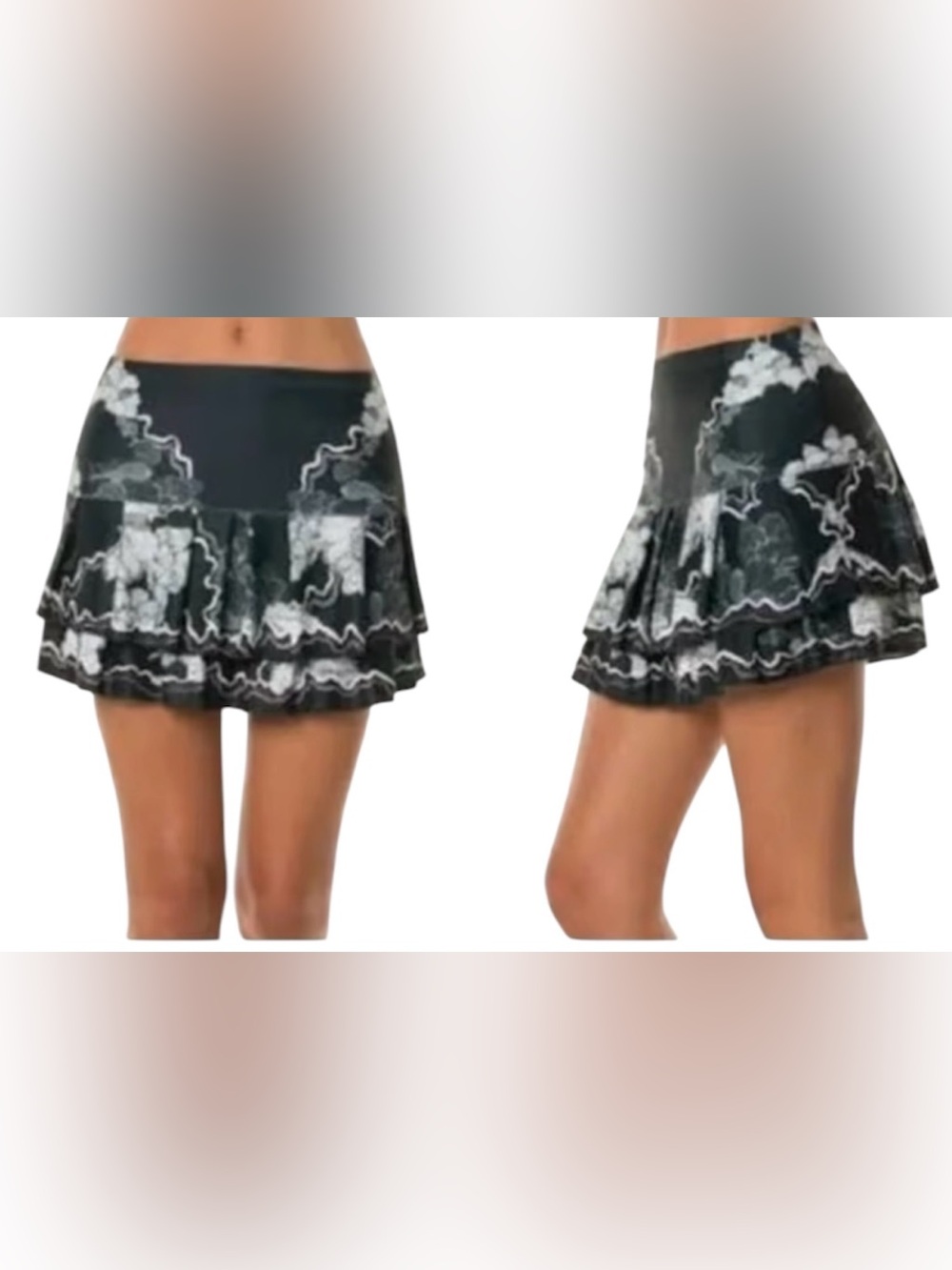 Lucky in Love Black Skort with White Floral Ruffle Tiers